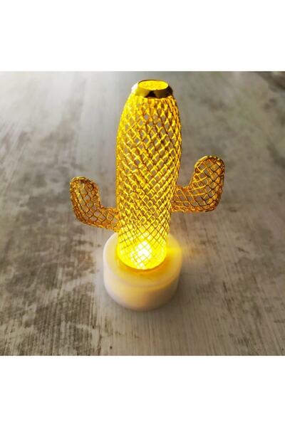 Adil Baba Minik Gold Kaktüs Dekoratif Led Lamba 7 Cm