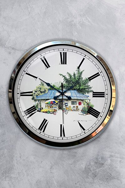 Kasva Concept هدية ساعة حائط منزلية معدنية من الكروم مقاس 40 سم