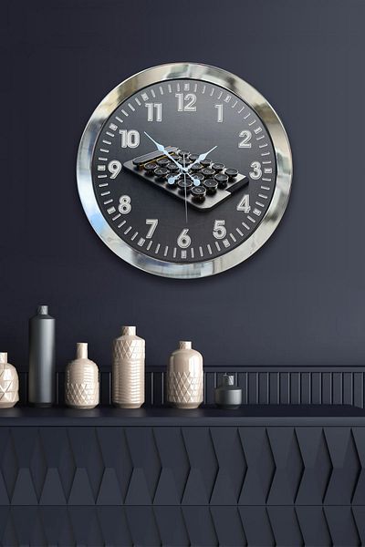 Kasva Concept Gift 36 cm Chrome Metal Accountant Wall Clock