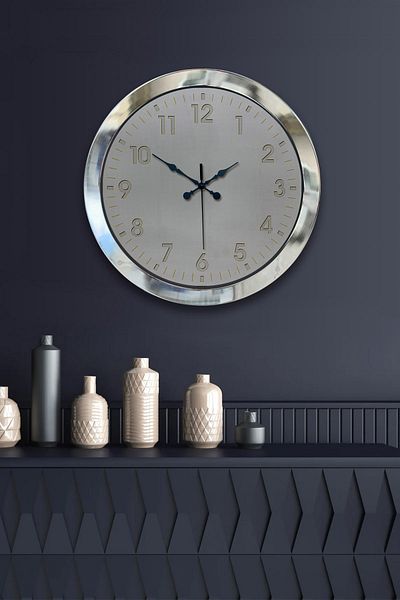 Kasva Concept Gift 36 cm Chrome Metal Classic Wall Clock