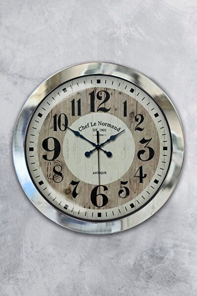 Platin Saat ساعة حائط بأرقام كبيرة من معدن الكروم مقاس 36 سم