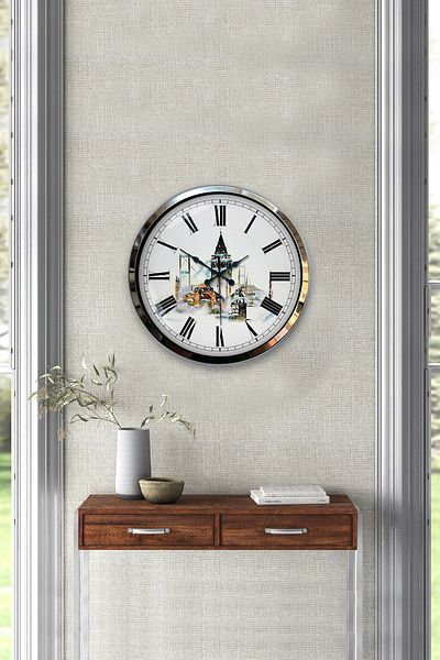 Kasva Concept 40 cm Chrome Metal Maiden's Tower Wall Clock