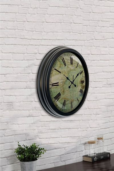 Kasva Concept 40 cm Black Metal Antique Wall Clock