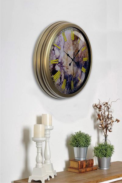 Kasva Concept Gift 40 cm Antique Metal Marble Wall Clock