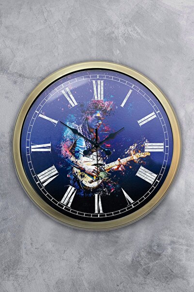 Platin Saat هدية ساعة حائط معدنية عتيقة لعازف الجيتار مقاس 40 سم