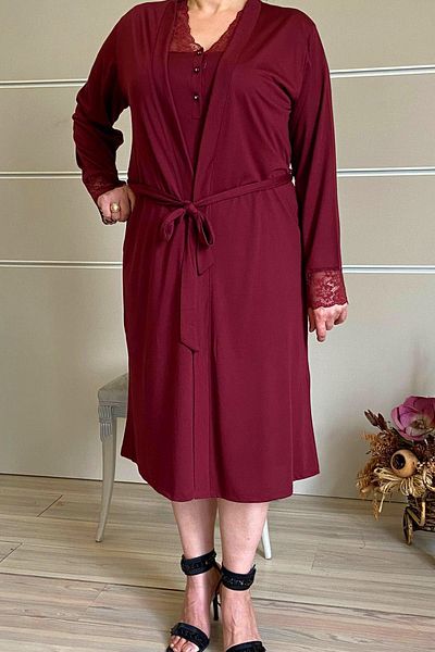 MİSS CLAİRE Women's Burgundy 91-535 Maternity Dressing Gown