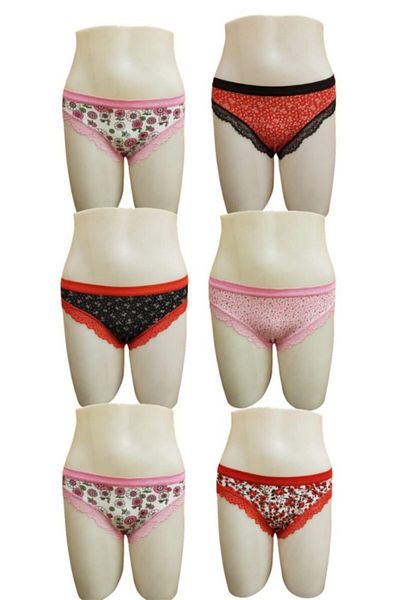 Tutku Pachet de 12 chiloți de bikini pentru femei, cu model mixt din dantelă