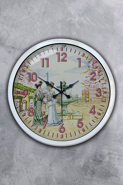 Kasva Concept Gift 40 cm White Metal Nostalgia Wall Clock