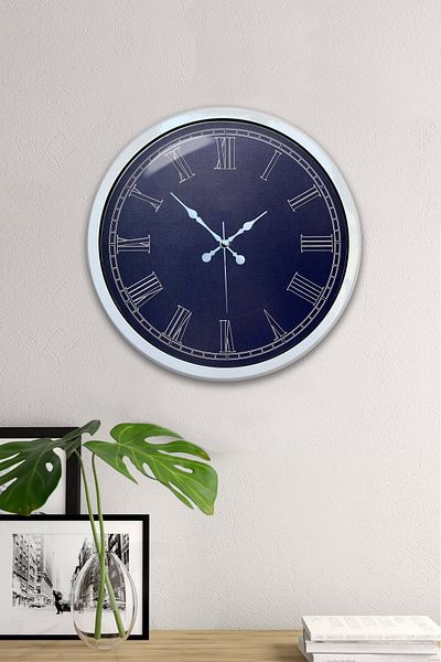 Kasva Concept Cadou 40 Cm Ceas De Perete Albastru Metal Alb
