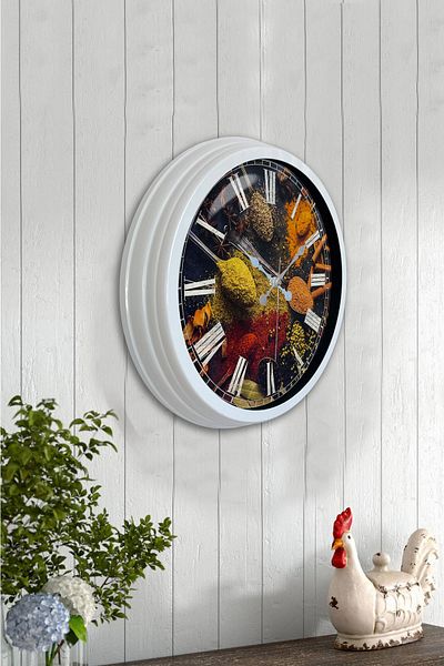 Kasva Concept Gift 40 cm White Metal Kitchen Wall Clock