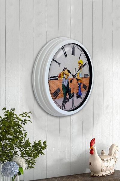 Kasva Concept Gift 40 Cm White Metal Construction Wall Clock
