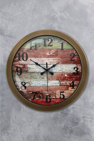 Kasva Concept Gift 40 cm Antique Metal Log Wall Clock