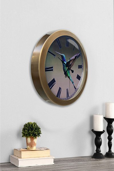 Kasva Concept 36 cm Antique Metal Bird Wall Clock