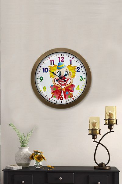 Kasva Concept Gift 36 cm Antique Metal Clown Wall Clock