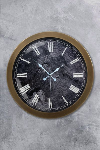 Kasva Concept 36 cm Antique Metal Roman Marble Pattern Wall Clock