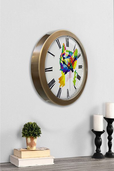Kasva Concept Gift 36 cm Antique Metal Cat Wall Clock