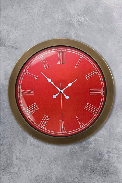 Platin Saat ساعة حائط معدنية حمراء انتيك 36 سم