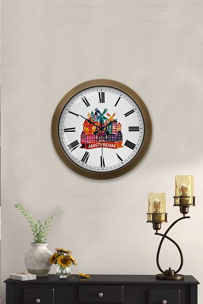 Kasva Concept Gift 36 cm Antique Metal New York Themed Wall Clock