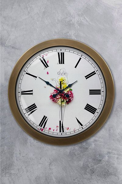 Kasva Concept Gift 36 cm Antique Metal Ballerina Wall Clock