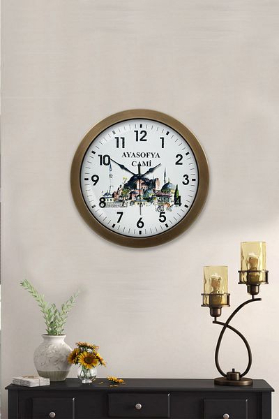 Kasva Concept 36 cm Antique Metal Hagia Sophia Mosque Wall Clock