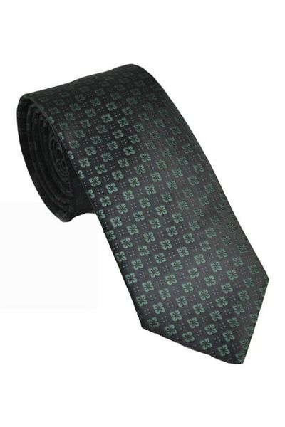 Brianze Men's Green Floral Pattern Handkerchief Tie