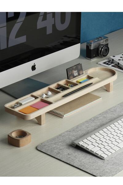 Fagus Wood Ahşap Masaüstü Düzenleyici Kalemlik Organizer, Ofis Aksesuarları V...
