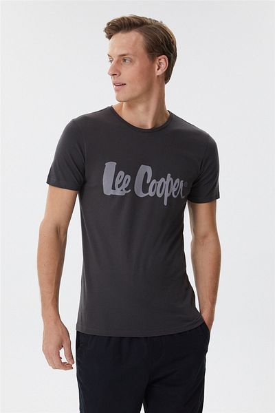 Lee Cooper Мъжка тениска с О-образно деколте и лого на Лондон