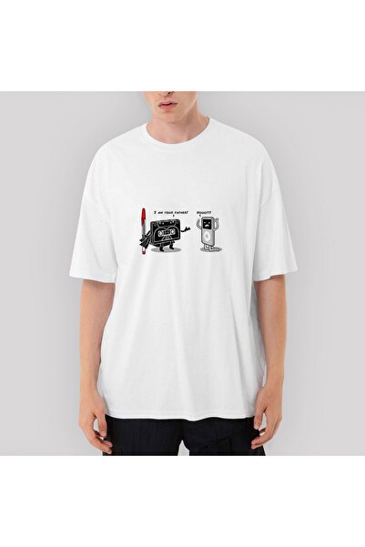 Z zepplin Tricou alb supradimensionat Caset Vs Ipod