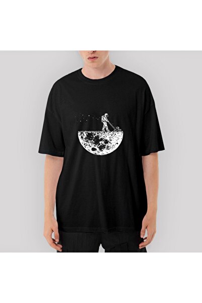 Z zepplin Tricou negru oversize Moon Life