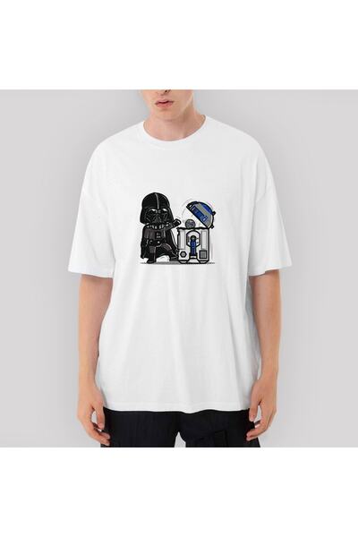 Z zepplin دارث فيدر تراشكان تي شيرت أبيض كبير الحجم