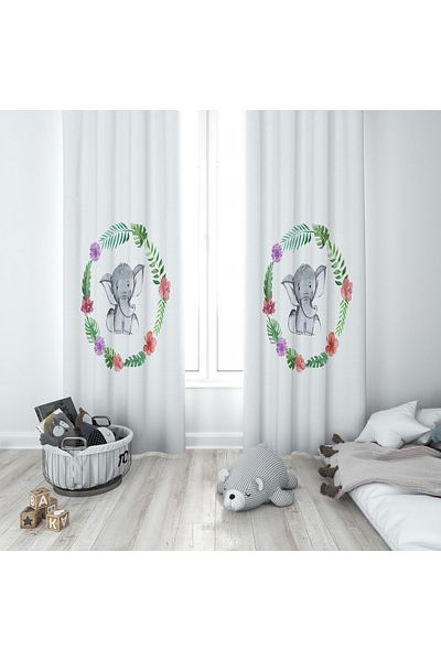 Evmila Children's Room Patterned Background Curtain