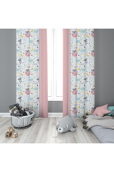 Evmila Children's Room Patterned Background Curtain
