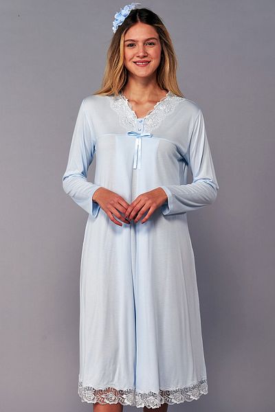 Flora Cămașă de noapte de maternitate din dantelă albastră