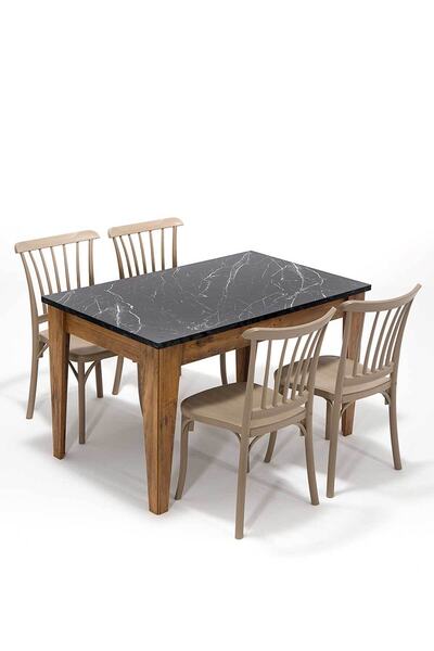 SANDALİE Avrupa Violet Mutfak Masa Takımı 1 Masa 4 Sandalye - Cappucino