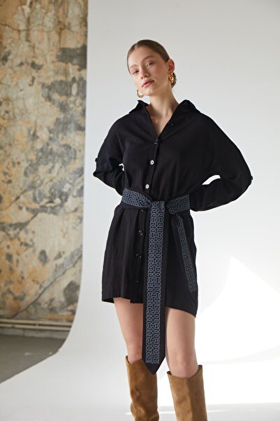 Handarte Nature Women's Black Belted Stylish Dress