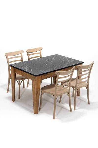 SANDALİE Avrupa  Efes Mutfak Masa Takımı 1 Masa 4 Sandalye - Cappucino