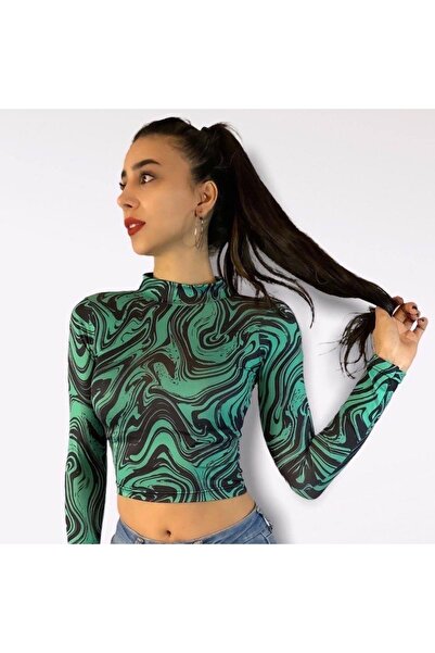 By Gecce Zebra Print Crop Blouse