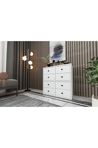 Nettrends Dolaplı Çekmeceli Şifonyer Beyaz 65 Cm Şfn