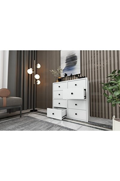 Nettrends Dolaplı Çekmeceli Şifonyer Beyaz 65 Cm Şfn