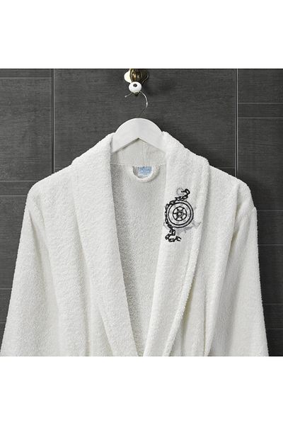 B2B Plus Compass Embroidered Cotton 2 Piece Bathrobe Set