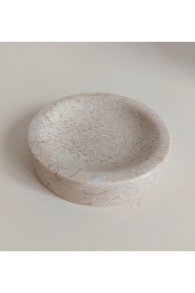 Sümeyra Marble Art Сапунерка от естествен бежов мрамор от масив