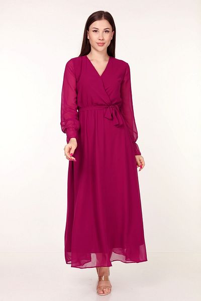 Neşeli Butik Rochie de damă, cu guler dublu, cu șireturi, sezon nou, lungă din șifon Kts003