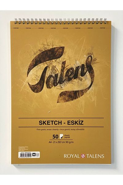 Talens كراسة رسم حلزونية - A4 - 90 جرام - 50 ورقة