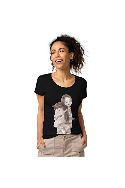 LADİJİTAL BASKI ÇÖZÜMLERİ تي شيرت أسود للأم والابنة