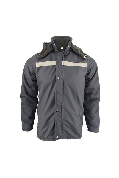 Çamdalı İş Elbiseleri Bondit Fleece Gray Reflective Hooded Work Coat