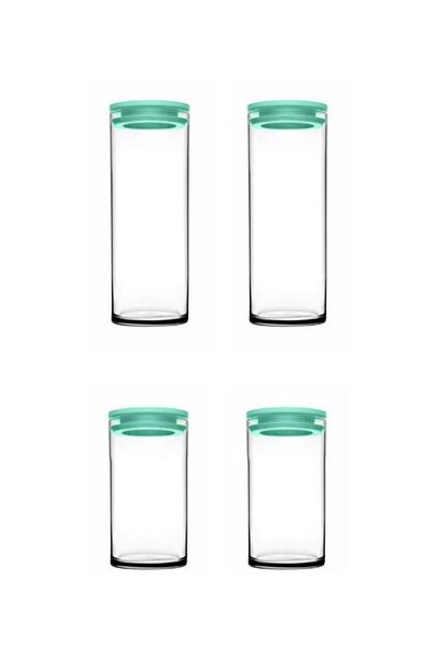 Paşabahçe Breakfast Club 4-Piece Vacuum Jar with Turquoise Lid
