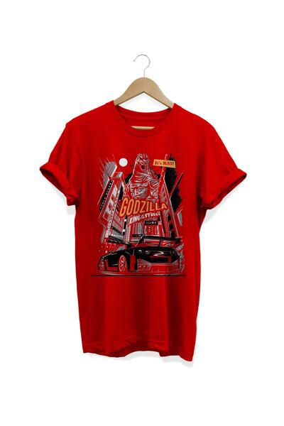 WİDİ Godzilla Štampano Crvena T-shirt