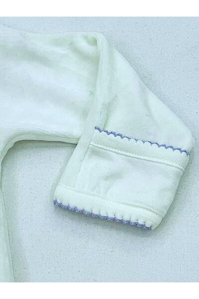 Eda Baby Albert Tavşan Nakışlı Patikli Şapkalı Kendinden Eldivenli Kadife Tulum