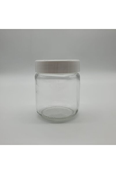 cambalaj 48 Adet (1 Koli) 210 Cc Şeffaf Cam Kavanoz Beyaz Plastik Kapak