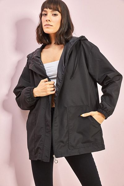 Bianco Lucci Damen-Regenmantel mit Vordertasche 10509
